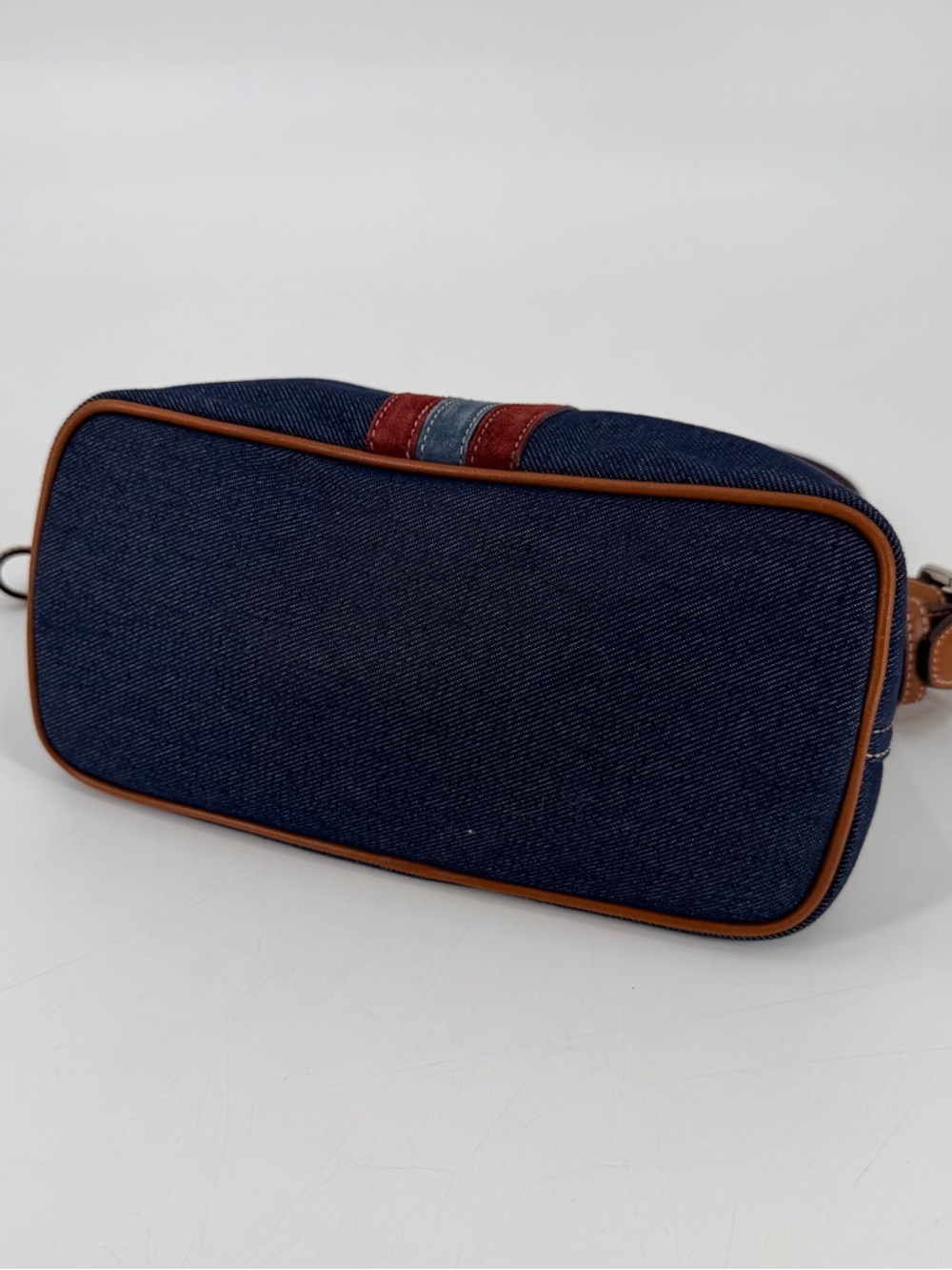 Coach Denim Stripe Mini Shoulder Bag Pouchette Pouch Y2K Style - Picture 5 of 6